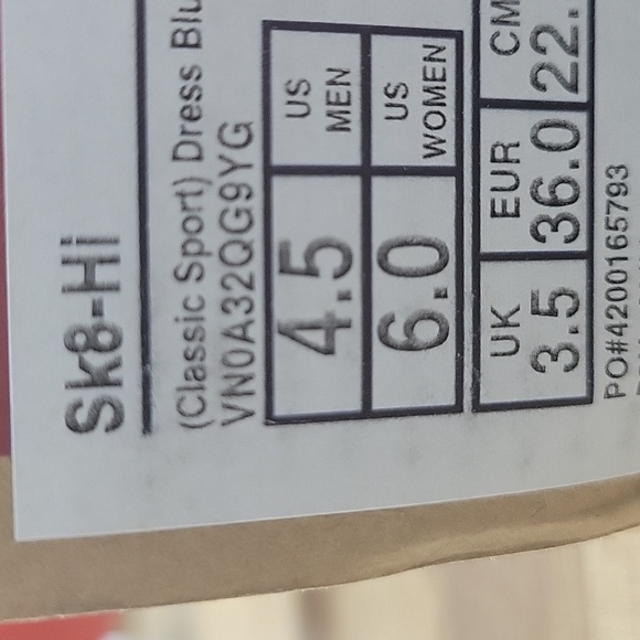 Van's SK8-Hi Brand new in the box no lid authentic uper textile and leather . - Picture 14 of 14